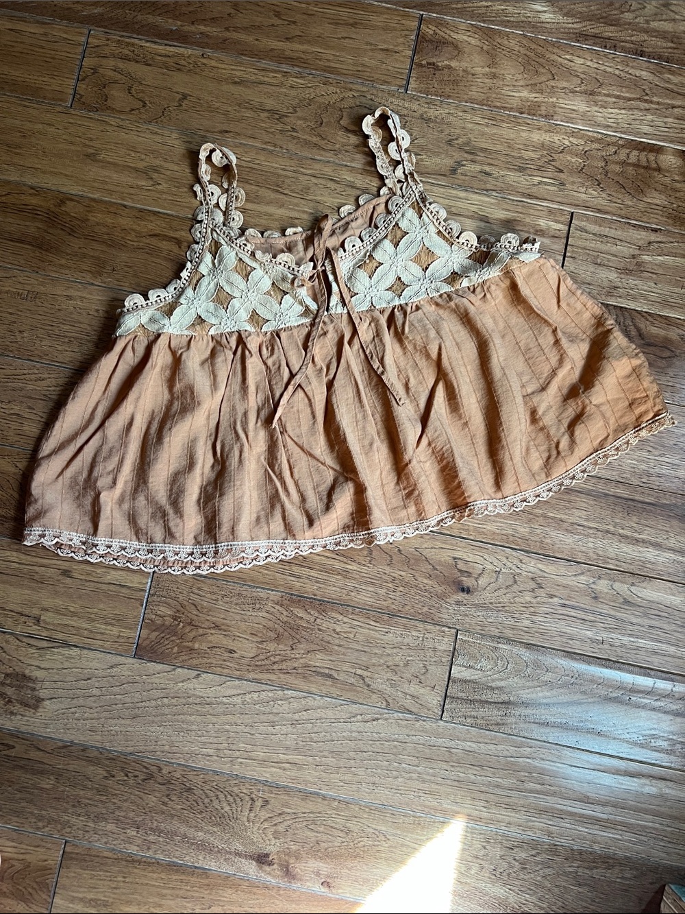 Peach Crochet-Trim Sleeveless Dress